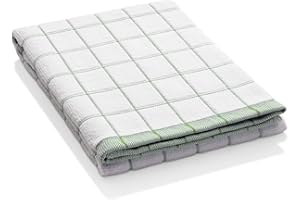 E-Cloth Classic Check Tea Microfibre Dish Towel, Streak-Free and Absorbent Dish Drying Kitchen Towels, Washable and Reusable, 100 Wash Promise, Green, 1 Pack