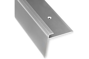 casa pura Profilo per bordi per scale, set da 1 pezzo, a forma di F, in alluminio, per laminato "Safety" listello preforato, 53 mm, altezza con un'altezza di 7 – 8 mm (Argento, 134 cm)