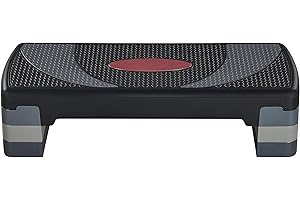 Yaheetech Exercise Stepper Aerobic Step Platform 3 Levels Gym Step Height Adjustable Fitness Step Board for Home/Gym Workout Equipment, Gray/Rose Red