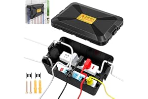 Preciva Outdoor Electrical Waterproof Box, IP54 Rated Connection Box Large Size (12.6x8.3x5.3in) with 7 Cable Entry, Extension Cord Cover for Garden, Patio, Plugs & Timers, Christmas & Festive Lights