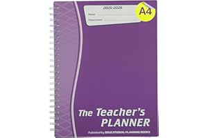 Educational Planning Books - The Teachers Planner 2025-26 & Academic Diary | (A4, 6 Periods) | Page-a-Day & Undated, with Dedicated Pages for Year Planning, Exams, Marking, Contacts - Purple (TP3-P)