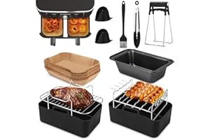 SOBEAU 11 Stück Airfryer Zubehör Set Heißluftfritteusen Zubehör für Ninja Foodi AF400EU、 AF300EU、COSORI,、Tower 7.6L/8L/9L/9.5L Dual Zone Heißluftfritteuse