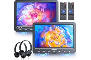 NAVISKAUTO HDMI 10,5" Lecteur DVD Voiture 2 écrans indépendants Portable, DVD Voiture avec Grand Batteries de 5H, DVD Voiture Double ecrans, USB/SD Port supporte Multi Format(Deux Lecteurs DVD)