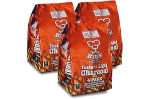 The Chemical Hut 12KG (X12, 1KG bags) of Instant Light The Bag BBQ Charcoal for Stoves BBQs Burner - Comes Anti-Bacterial Pen!