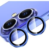 MADNOVA iPhone 16/16 Plus i&ccedil;in Kamera Koruyucu Al&uuml;minyum Alaşım &Ccedil;er&ccedil;eveli Tempered Glass iPhone Kamera Lens Koruyucu (MAVİ)