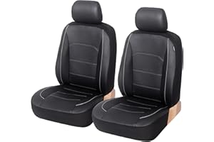 TOYOUN Housse de Siège Voiture | Housse de Siège Auto | Voiture Universelle | Protecteur de Siège de Voiture Avant | 2 siège | Accessoire Intérieur | Similicuir - Gris et Noir