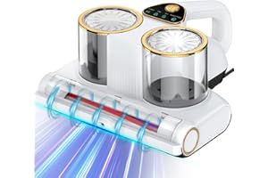 RWSRW Aspiradora Antiácaros,Aspirador de Ácaros con Luz UV y Ultrasonido Calentamiento 16Kpa de Succión 500W Aspiradora de Acáros Elimina 99,9% de BacteriasAlérgenos y Ácaros Polvo Aspirador