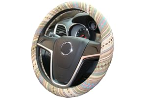 Mayco Bell 2018 Style Ethnique Tissu de Lin Rugueux Couverture de Volant de Voiture Couverture antidérapante et d'absorption de la Sueur Auto Couverture de Voiture (H)