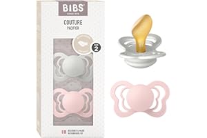 BIBS Couture Ciuccio confezione da 2 pezzi. Privo di BPA, Tettarella anatomica. Lattice di gomma naturale, Misura 2 (6-18 mesi), Haze/Blossom