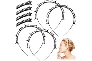 Jubaopen 8PCS Headband Hair Clip Hairstyle Hairpin Bangs Hair Clip Resin Double Bangs Hairstyle Hairpin for Women Girls(Black)