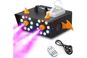 Osusuent 1500W Máquina de Niebla, Doble Boquilla 18 Luces LED Máquina de Humo con 5 Opciones de Efectos de Luz y Control Remoto Inalámbrico para Halloween Navidad Boda DJ Fiesta Escenario