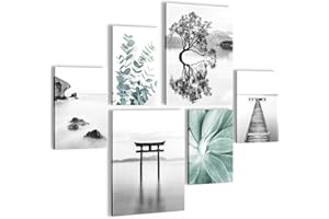 NOVART Tableau Asie Zen Voir - PAS DE CADRE NÉCESSAIRE - Moderne Collage Noir Et Blanc - Salon Chambre - N004463a