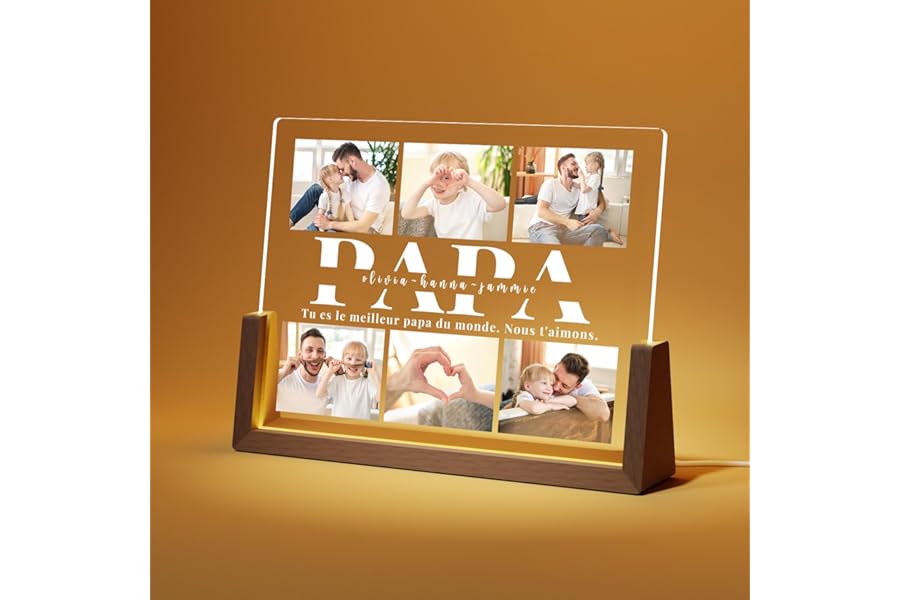 LUCKOR Cadeau Fete des Peres Personnalisé Cadre Papa - Idee Cadeaux Fête des Pères - Cadeau Papa pour Fête des Peres, Anniver