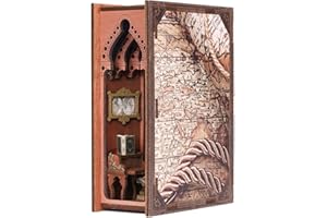 Cutefun Book Nook Kit,3D Booknook Bookshelf Insert Diorama Bookend sujetalibros de Madera para Bricolaje para casa de estantería decoración SC09