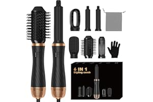 AGARELE Magic Air Styler 6 in 1 Hair Styler, Hot Air Styler Set with Curl, Straighten, Volumise, Smooth and Hairdryer Brushes for Styling, Blow Dryer Brush, Hair Styler for All Hair Type/Length