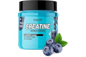 ‎EVOLITE NUTRITION Creatin Monohydrat 500g - Taurin Kreatin Pulver, Pre Workout - 100 Portionen - Perfekt Löslich, Vegan & Mikronisiert, 3 Monate Vorrat - Evolite Nutrition