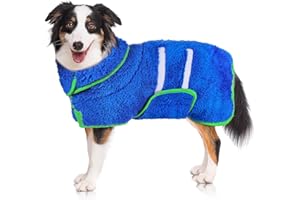 Hedgeink Dog Bathrobe, Super Soft Quick Drying Dog Towel for Large Dogs, Adjustable Bathrobe Dog After Bathing, Dog Clothes and Dog Dryer