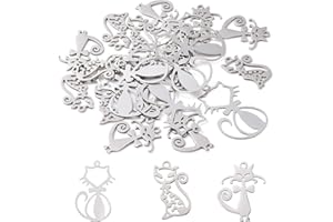 UNICRAFTALE Modello di Gatto Charms In Acciaio Inox Gattino Pendenti Ciondolo Gatto Ipoallergenico per Creazione di Gioielli FAI DA TE