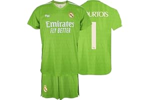 Real Madrid Conjunto Camiseta y Pantalón Portero Dorsal 1 COURTOIS - Replica Oficial Producto con Licencia - Niño