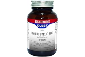 Quest - 90x Kyolic Garlic Tablets. High Strength 600mg Odourless Aged Garlic Extract for Heart, Immune, Digestive & Cognitive Health. Daily Dietary Supplement. Vegan & Gluten-Free (Pack of 1)