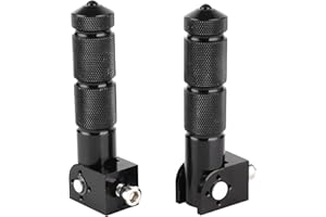 ‎QIILU Qiilu M8 Motorcycle Foldable Footrests, 2 Pieces Aluminium Pedals for Motorcycle Electric Car Anti-Skid 8 mm Universal 90 Degree Fixed Folding Pillion Pedal Support Rod (Black)