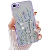 Compatible with iPhone 7/8/SE 2022/SE 2020 Case Floral Pattern Slim Design Protective Hard PC Back with Soft Shockproof TPU Bumper Mobile Phone Case for iPhone 7/8/SE 2/SE 3 Light Purple
