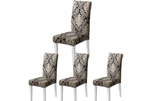 ARNTY Stuhlhussen 4/6er Set, Stuhlbezug Jacquard Esszimmer Stuhlhussen Schwingstühle Universal Hussen für Stühle für Esszimmer, Hotel, Küche, Zeremonie (Schwarz-Klassiker, 4 Stück)