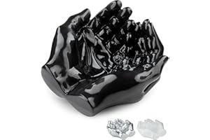 Tapeera Hand Shaped Succulent Planter Pot - Crystal Holder Display - Air Plant Holder Hand Planter - Giving Hands Sculpture Decor - Key Holder Bowl Ring Dish Trinket Dish - Candle Holder (Black)