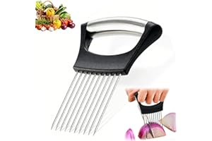 HOTMNTY Taglia Cipolla Porta Fette di Verdure Forchetta Cipolla Supporto Affettatrice Limone Tagliaverdure Affetta Patate Utensile Cucina per Affettare Pomodori Limoni e Altri Frutti Verdure, Carne, 1 Pezzo