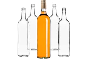 KADAX glasflaskor att fylla på 1L, 40 st, tomma likörflaskor med skruvlock, juiceflaskor, flaskor för likör, snapsflaskor (guld, lång)