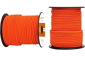 Abma Cord Corda Elastica 4mm 30M Corda di Gomma Cavo Elastico Marino per Teloni, Tende e Bagagli - Arancia