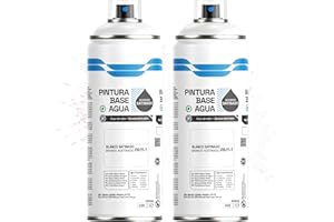 Etrexonline Pintura Spray Ecológica 400ml - Base Agua, Sin Olor - Para Muebles, Metal, Plástico y Madera - Colores Vivos y Permanentes, Cobertura Uniforme - Blanco Satinado, 2 unidades