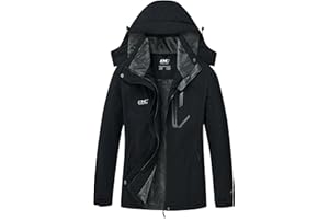 DCmount Winterjacke Damen Winddicht Skijacke Damen warm Fleecejacke wasserdicht verdickt gefüttert Funktionsjacke mit abnehmbarer Kapuze