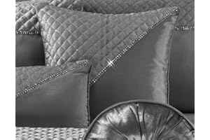 HomeHarmony® Jade Quilted Velvet Diamante Bedding Bedroom Collection (Silver, Cushion Cover Only)