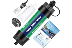 TEUEN Mini Water Purification 8000L Survival Water Filtration System 0.01 Micron Emergency Gear Personal Water Filter Straw Set for Camping Hiking Trekking Travelling