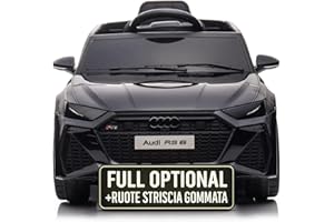 Macchina Elettrica Per Bambini Audi RS 6 Full Optional Auto Elettrica Per Bambini Telecomandata Sedile In Pelle Porte Apribili Doppio Motore Elettrico 12V Carico 25 Kg TOYSCAR (Nero)