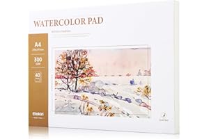 ELAKIRI Papier Akwarelowy A4 300g,Blok Rysunkowy A4 Z 40 Kartkami Do Gwaszu Akwarelowego,Pocztówki Z Papieru Akwarelowego Puste,Szkicownik Akwarelowy