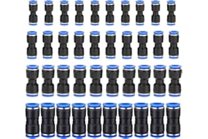 HUAZIZ 40Pcs Connecteur Droit Pneumatique, Raccord Rapide Air Push Connecteur à Poussoir Droit,Raccords de Tuyau Raccord de Tube de Ligne d'Air en Plastique,OD 6/8/10/12mm,Connecter Raccord de Tube