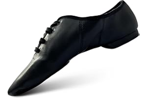 SLIX Essential Suede Lace Up Black Jazz Shoes, Full Suede Split Sole with Extra Toe Patch, PU Leather Jazz Shoes, Dance Shoes for Women and Girls