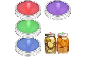 Riceel Vasetto in silicone con coperchio grande, 4 pezzi, coperchio per fermentazione, colore misto, riutilizzabile, per kimchi, cetrioli