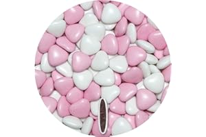 EinsSein 1kg Dragees mariage au chocolat cœur Mix médium blanc-rose brillant - 1,8 cm dragées baptême communion amandes feter et recevoir fêter