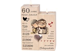 LUCKYYDS Diamantene Hochzeit Geschenk,Diamantene Hochzeit Deko,60 Hochzeitstag Geschenke - Kerzenständer aus Holz Geschenke,Glücklich 60. Jahrestag Geschenk für Frauen Männer Ihn Ehemann Ehefrau