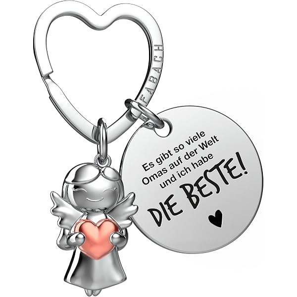 Portachiavi a forma di cuore con incisione in pelle – ciondolo mamma regalo per festa della mamma e compleanno – Angelo senza ali chiamato Man Mama
