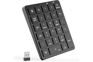 PINKCAT Wireless Numeric Keypad, 28 Keys Aluminum Rechargeable Number Pads Portable Numpad Financial Mechanical Accounting Multi-Function Keyboard Extensions for Laptop, PC, Notebook, Surface - Black