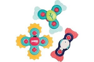 Ludi - Baby Hand Spinners - Jouets rotatifs à Ventouse - Jouet d'éveil et de Bain pour bébé - Dès 10 Mois