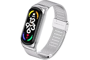 Ainiv Armband för Xiaomi Mi Band 5/Xiaomi Mi Band 6/7/4/3, Xiaomi ersättningsarmband, stretchigt stickat nylonklockarmband i rostfritt stål för Xiaomi-tillbehör