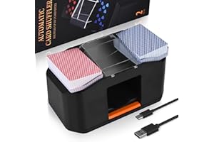 Nileole 2 Decks Quiet Card Shuffler, Automatic 2000 MAh Rechargeable Electric Shuffler, Playing Cards, Texas Hold'em, Poker, Home Card Games, Blackjack (Black3)