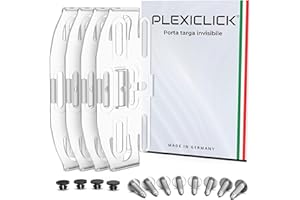 PLEXICLICK® Italia Porta Targa Auto - Senza cornice invisibile - Portatarga Auto Anteriore Posteriore - Portatarga Trasparente - Cura del veicolo - Targhe intercambiabili auto