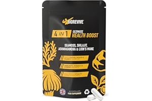 Biorevive Ultimate Health Boost Sea Moss, Shilajit, Lion's Mane and Ashwagandha Complex 60 Capsules Natural Energy, Focus, Immunity and Gut Health Support Wellness Supplement