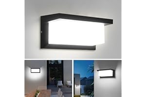 YICALE Aplique Pared Exterior 18W Lámpara de Pared Exterior Impermeable IP65 Luz LED Iiluminación 6500K Apliques LED Aluminio para Jardín, Terraza, Patio, Villa, Pasillo